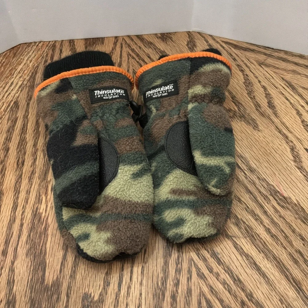 Oshkosh‎ B'gosh Winter Mittens Thinsulate 40 Grams Green Camo Waterproof
